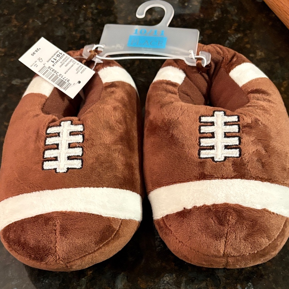 Children’s Brown Football Slippers